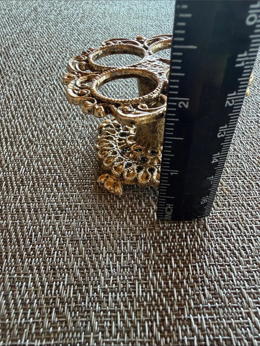 Vintage Hollywood Regency Lipstick Holder Gold Metal Scrollwork